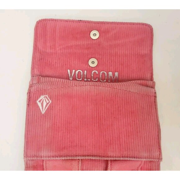 Volcom Women's Pink snap Button Wallet Corduroy 100% Cotton 5.5" - Picture 4 of 12